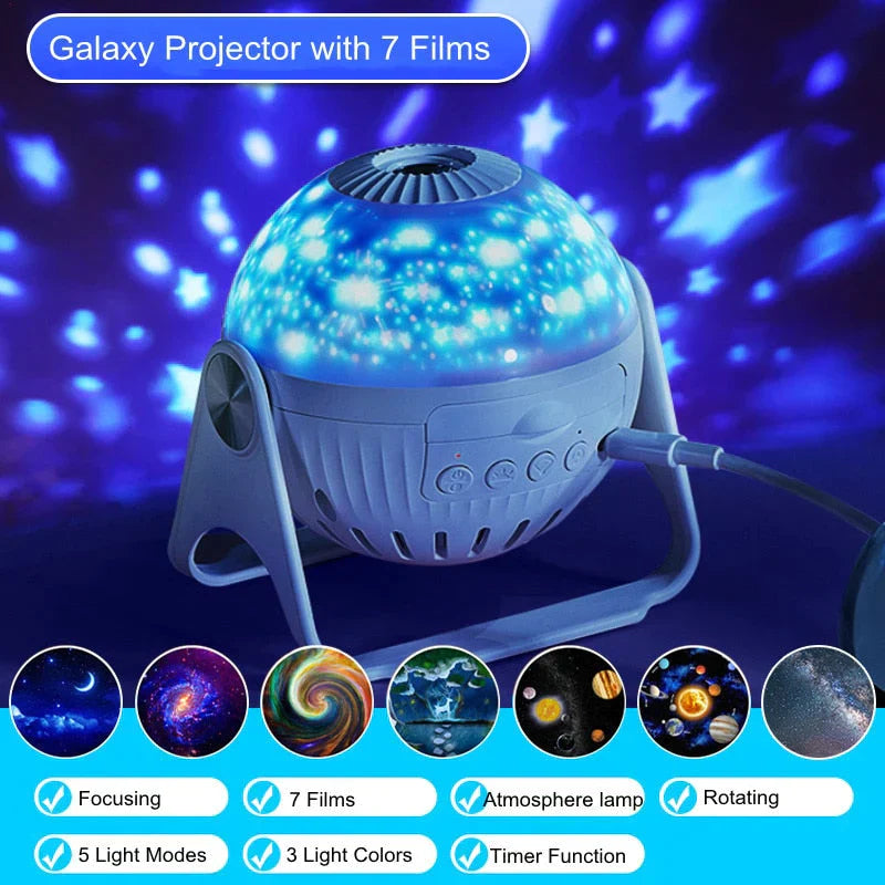 Planetarium Galaxy Night Light Projector – 360° Rotating Star & Nebula Projector for Bedroom, Kids & Home Decor