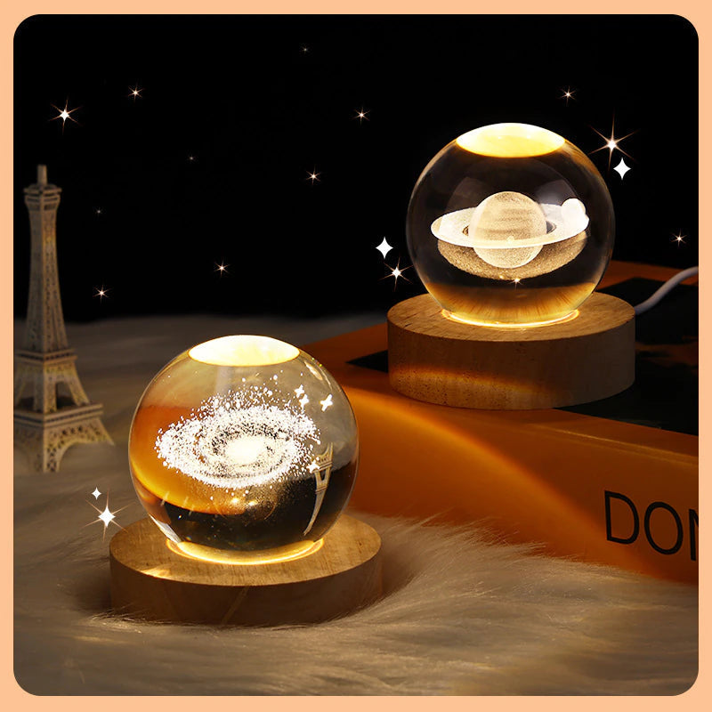 Glowing Planetary Galaxy Astronaut Crystal Ball Night Light