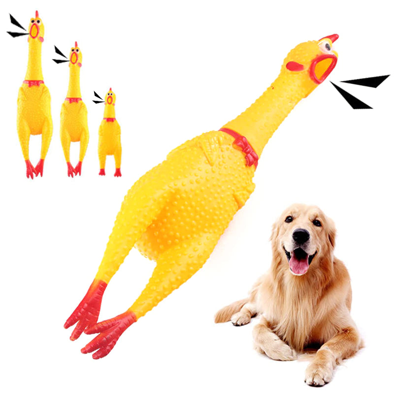 Funny Screaming Chicken Squeaky Toy – Rubber Pet Toy for Dogs & Stress Relief