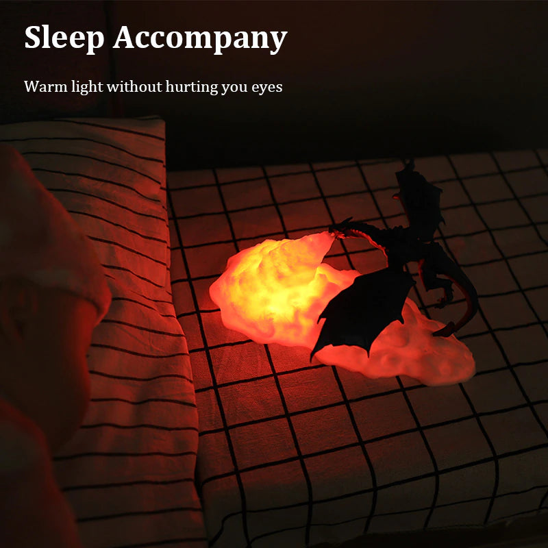 3D Printed Dragon LED Night Light – Colour-Changing Touch Lamp | Fire & Ice Dragon | Kids & Home Decor Gift
