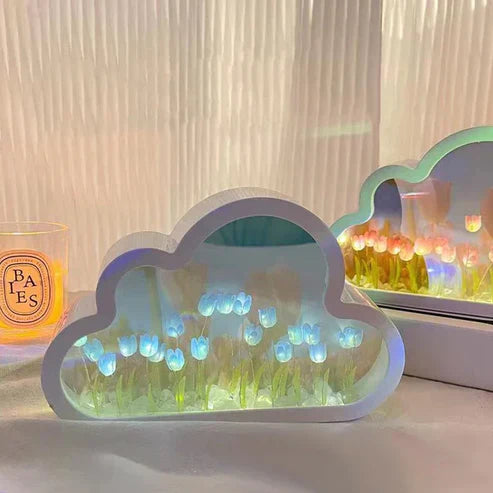Tulip Mirror Night Light – Elegant Floral LED Bedroom Lamp