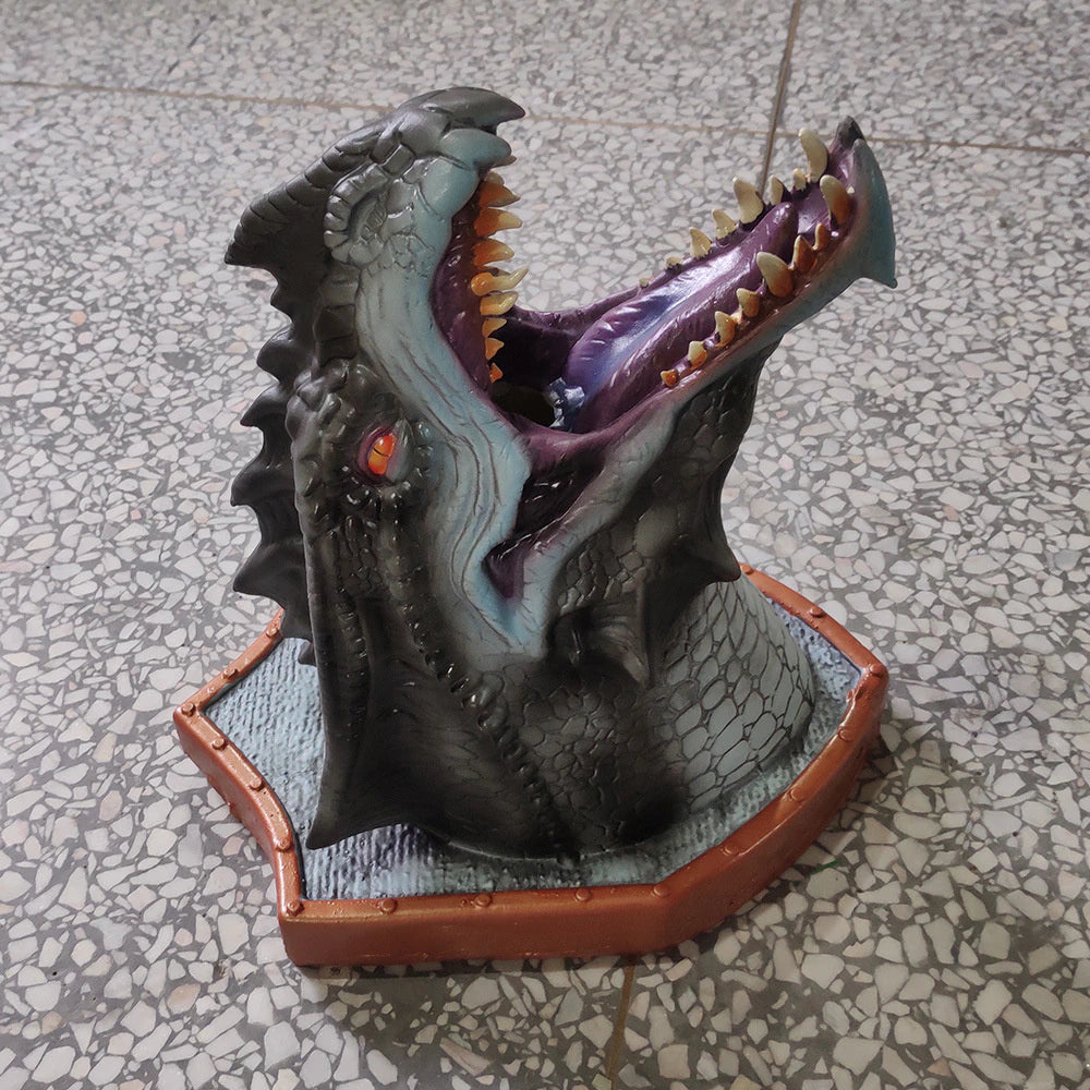 3D Dragon Head Wall Mount with Smoke & LED Light – Faux Taxidermy Dragon Sculpture | Fantasy Home Decor Gift