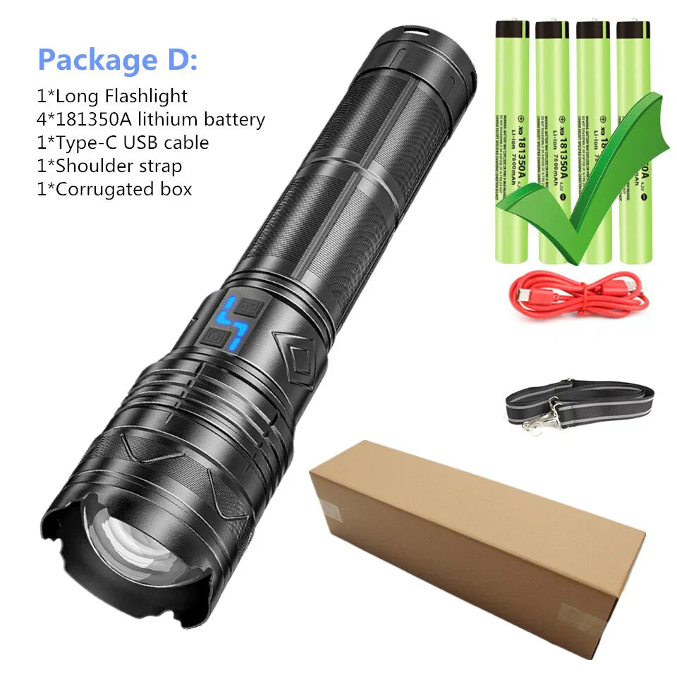 GT60 Super Bright Tactical Flashlight – 100W Long Range LED Torch