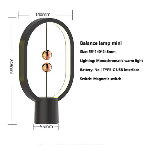 Magnetic Heng Balance Lamp - Mini USB Floating Magnetic Switch LED Desk Lamp & Table Decoration