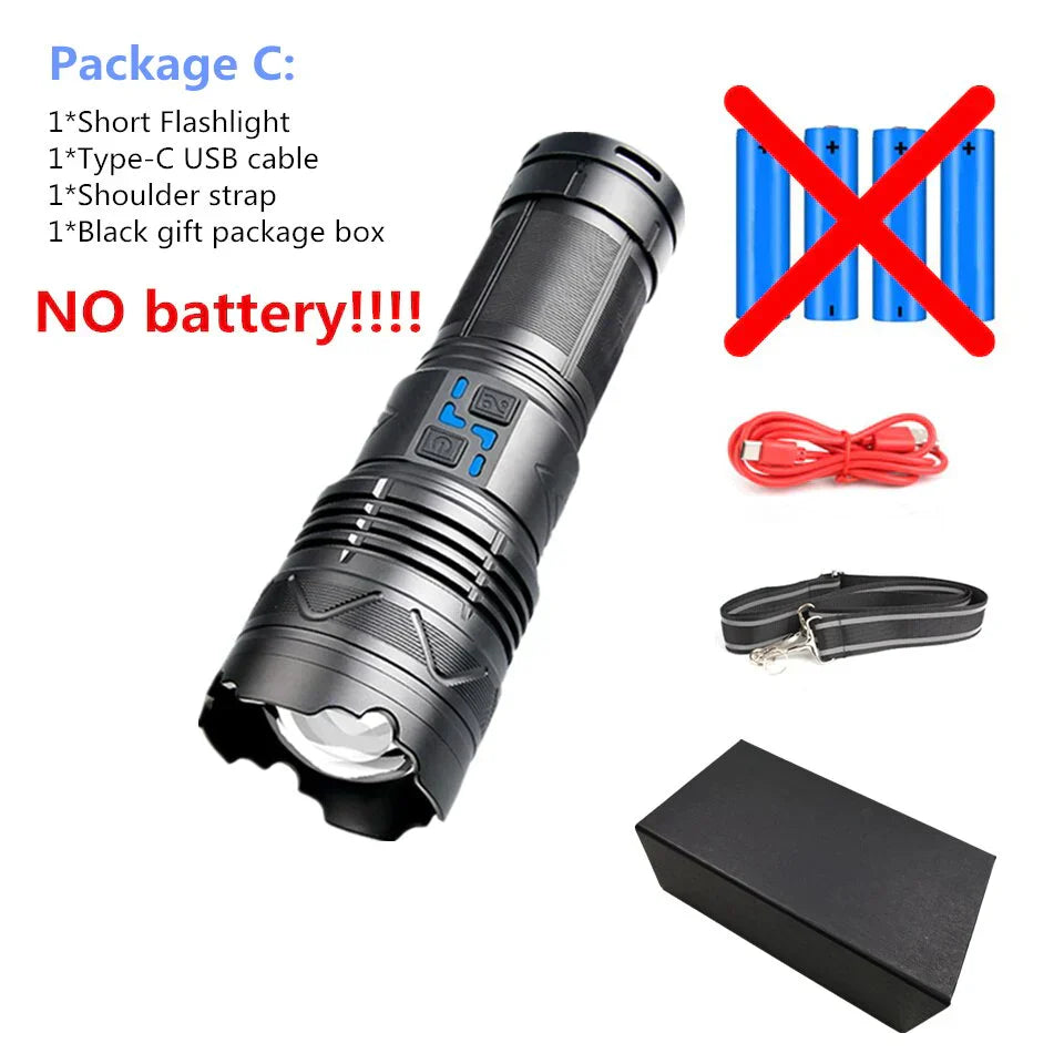 GT60 Super Bright Tactical Flashlight – 100W Long Range LED Torch