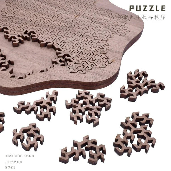 3D Brain-Teaser Wooden Fractal Puzzle – Challenging Mind Game for Adults & Kids