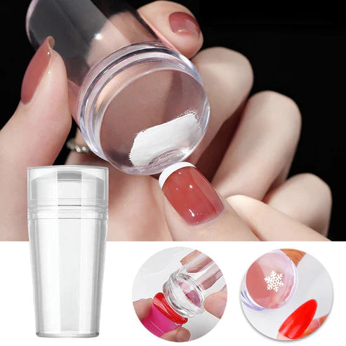 Transparent Nail Stamper - Clear Jelly Silicone Nail Art Stamping Tool Set