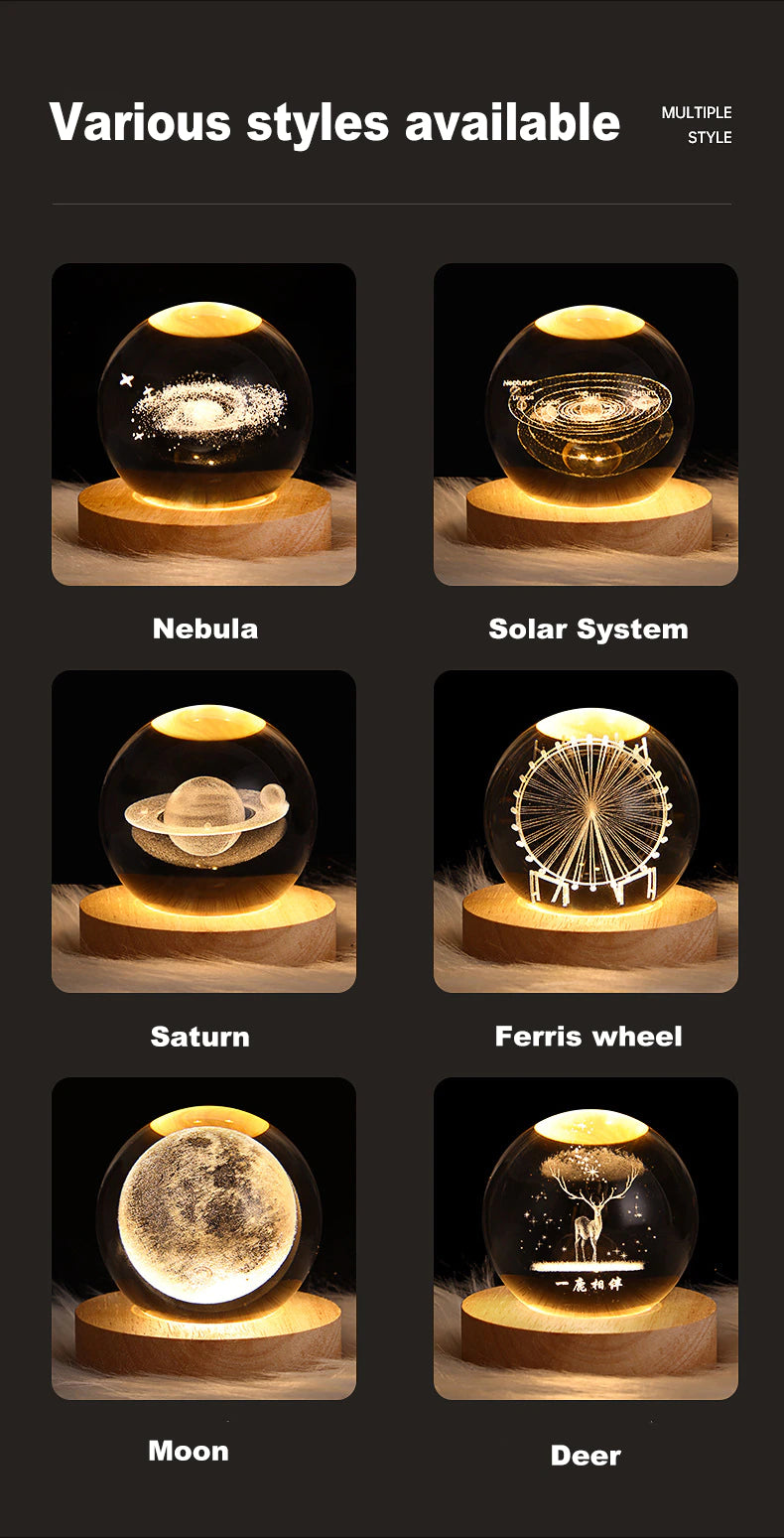 Glowing Planetary Galaxy Astronaut Crystal Ball Night Light
