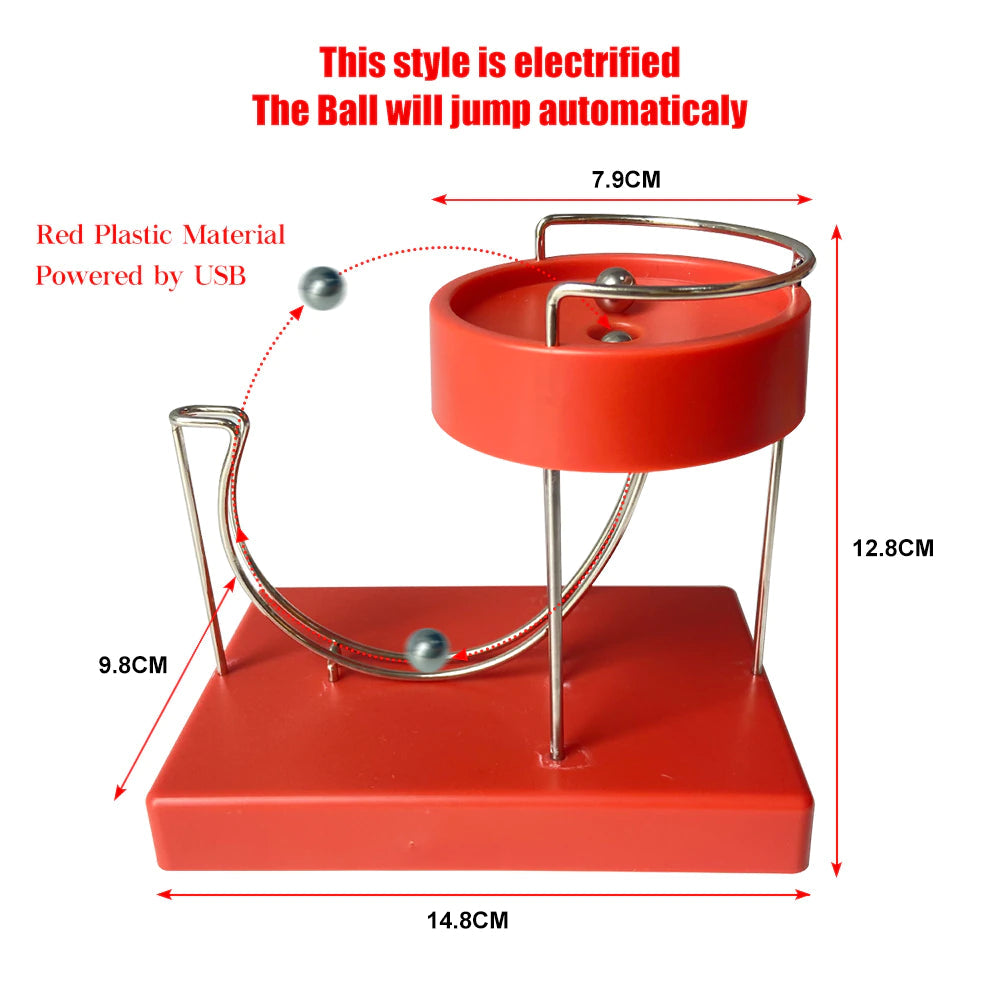 Kinetic Art Perpetual Marble Machine – Wood & Metal Desk Sculpture | Science Gift & Office Decor