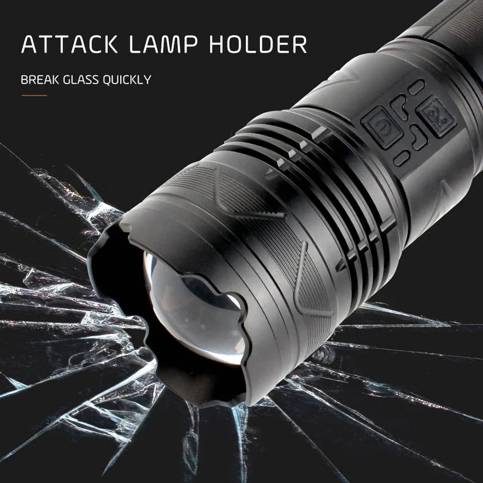 GT60 Super Bright Tactical Flashlight – 100W Long Range LED Torch