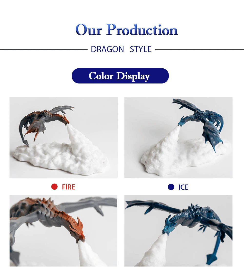 3D Printed Dragon LED Night Light – Colour-Changing Touch Lamp | Fire & Ice Dragon | Kids & Home Decor Gift