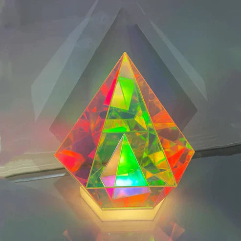 RGB 3D Acrylic Night Lamp – Cube, Pyramid & Diamond LED Table Light