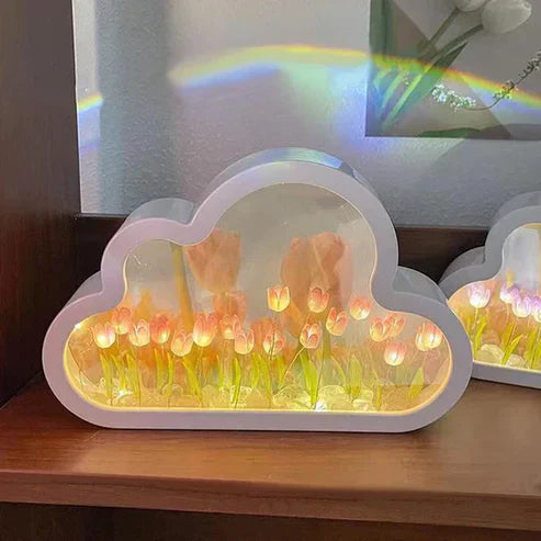 Tulip Mirror Night Light – Elegant Floral LED Bedroom Lamp