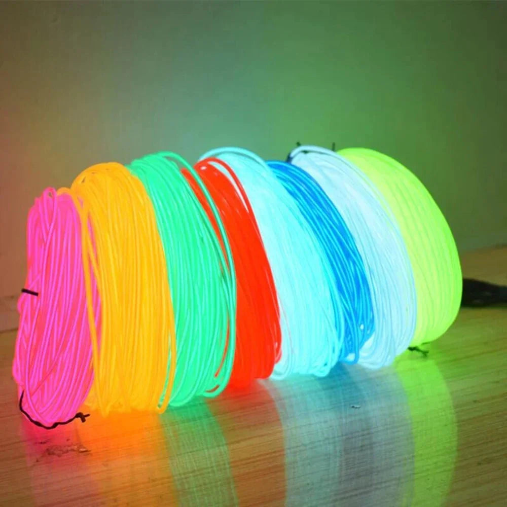 LED Neon EL Wire – DIY Flexible Luminous Costume Light for Party, Halloween & Home Decor