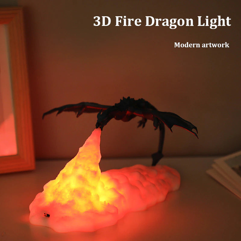 3D Printed Dragon LED Night Light – Colour-Changing Touch Lamp | Fire & Ice Dragon | Kids & Home Decor Gift