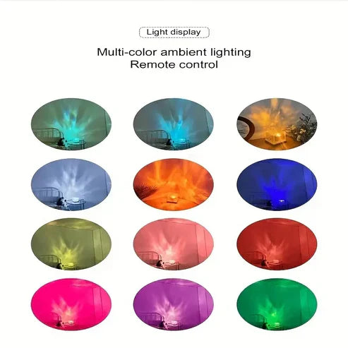Crystal Lamp Water Ripple Projector Night Light – 16 Colour Ambient LED Mood Light