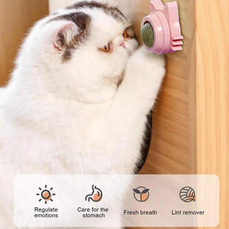 Catnip Ball Cat Toy – 360° Rotating Wall Stick Chew & Play Toy for Kittens & Cats