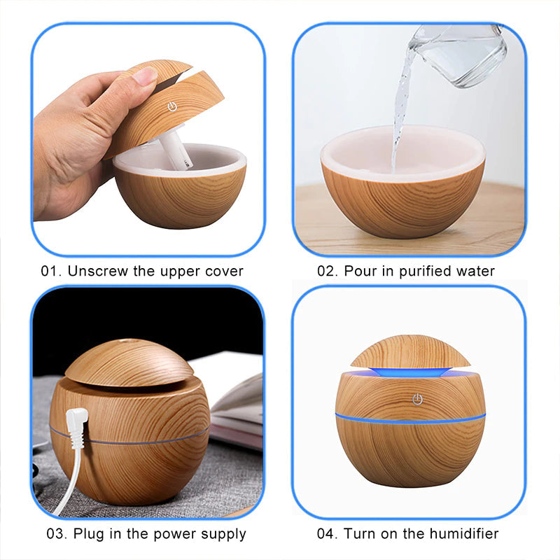 Mushroom Humidifier & Essential Oil Diffuser 130ml – USB Ultrasonic Aroma Diffuser | Home & Office Air Purifier