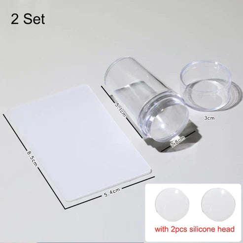 Transparent Nail Stamper - Clear Jelly Silicone Nail Art Stamping Tool Set