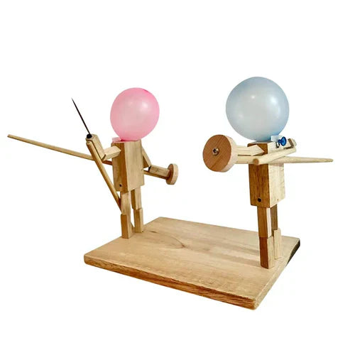Balloon Bamboo Man Battle – Handmade Wooden Fencing Puppets Game