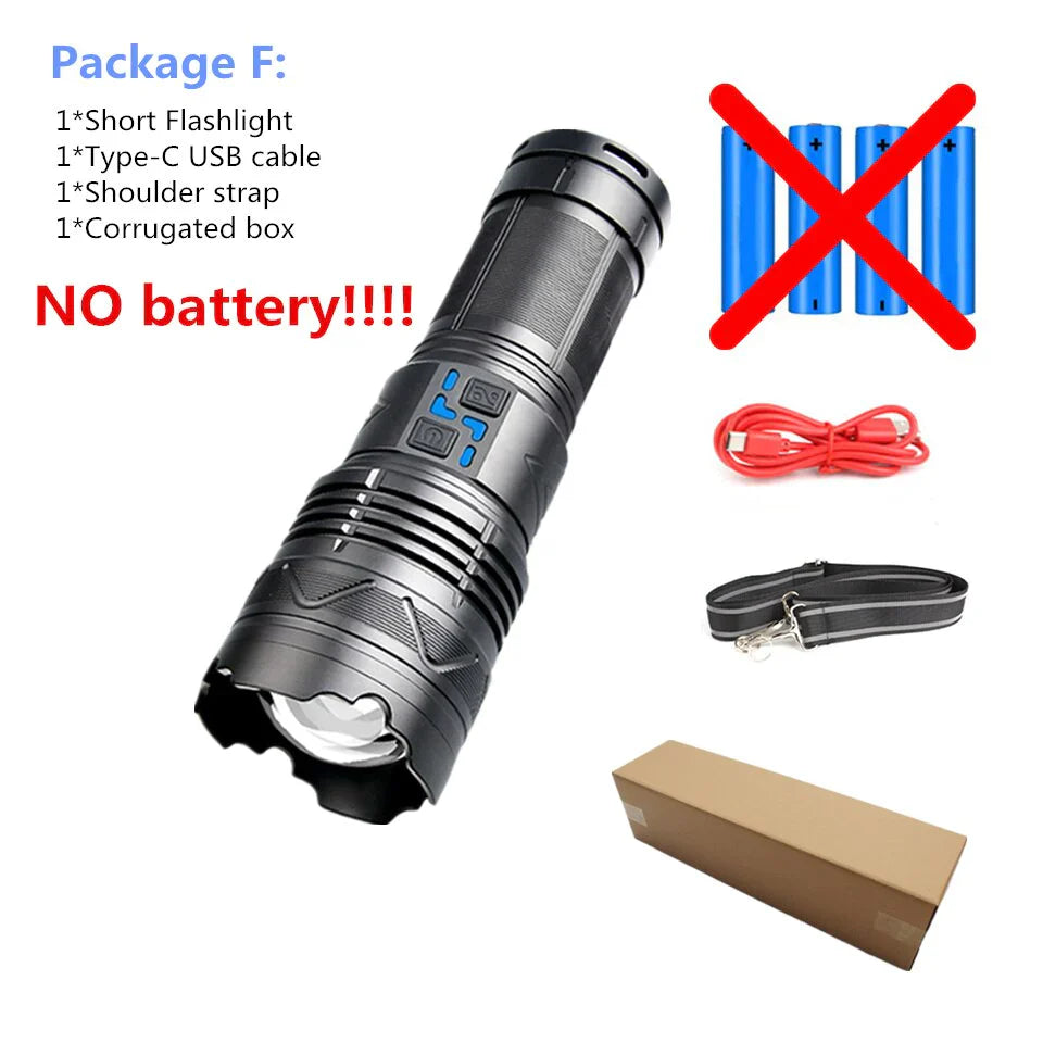 GT60 Super Bright Tactical Flashlight – 100W Long Range LED Torch