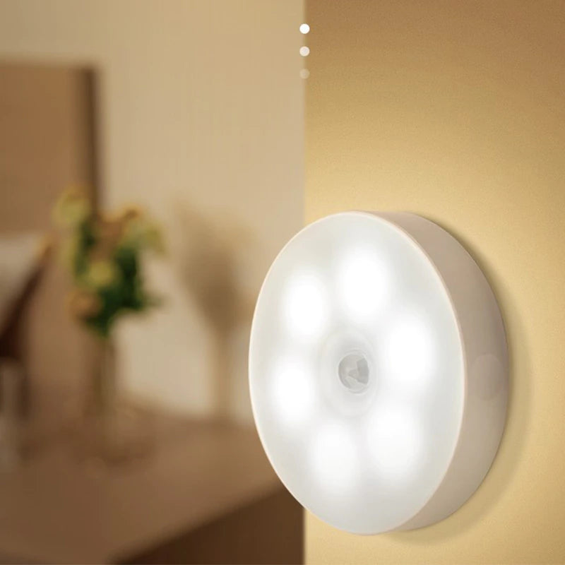 Motion Sensor Wireless LED Night Light – USB Rechargeable Bedroom & Hallway Lamp