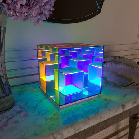 RGB 3D Acrylic Night Lamp – Cube, Pyramid & Diamond LED Table Light