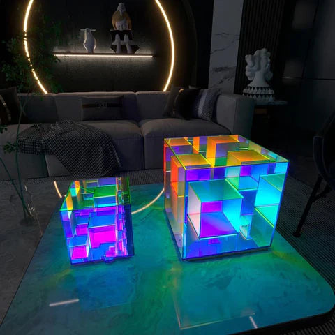 RGB 3D Acrylic Night Lamp – Cube, Pyramid & Diamond LED Table Light