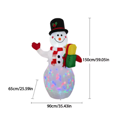 8FT Inflatable Christmas Climbing Santa Claus with Reindeer & Snowman, Built-in LED