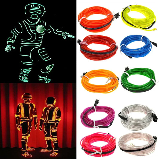LED Neon EL Wire – DIY Flexible Luminous Costume Light for Party, Halloween & Home Decor
