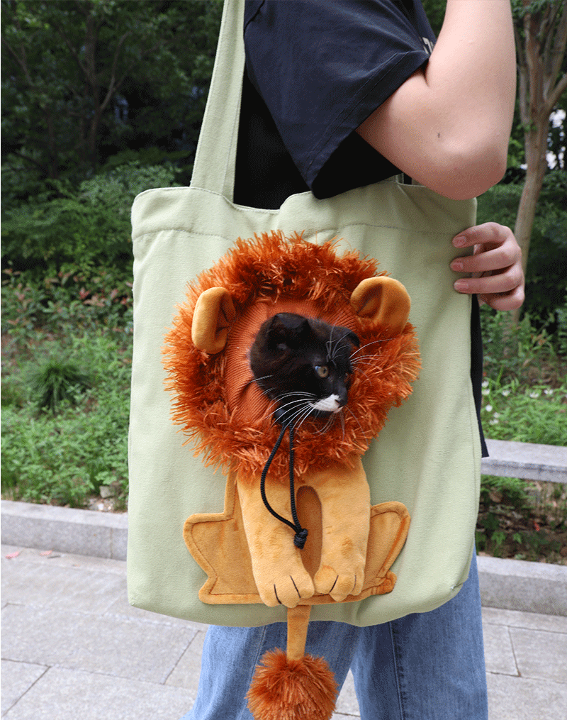 Lion Shape Pet Carrier Bag – Exposed Head Backpack for Cats & Small Dogs