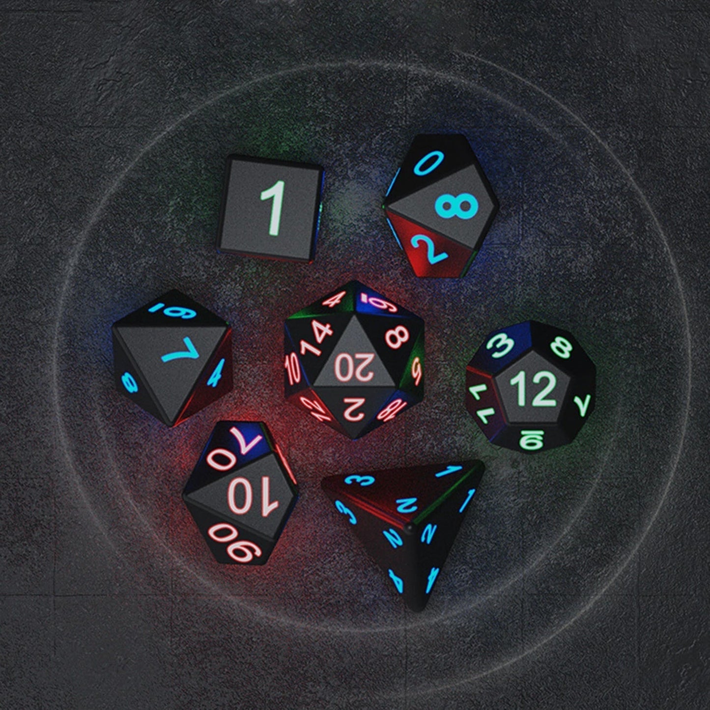 7-Piece LED Glowing Dice Set – Rechargeable RPG Dice for Dungeons & Dragons & Table Games