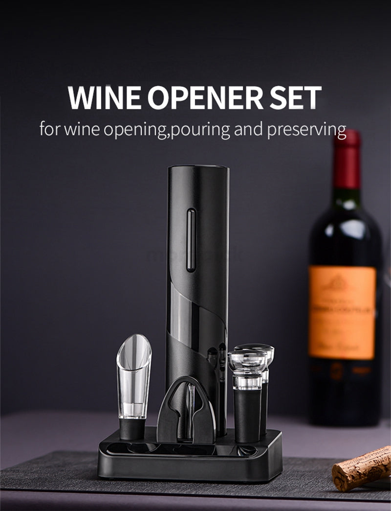 Automatic Electric Wine Bottle Opener – Rechargeable Corkscrew with Foil Cutter Kit