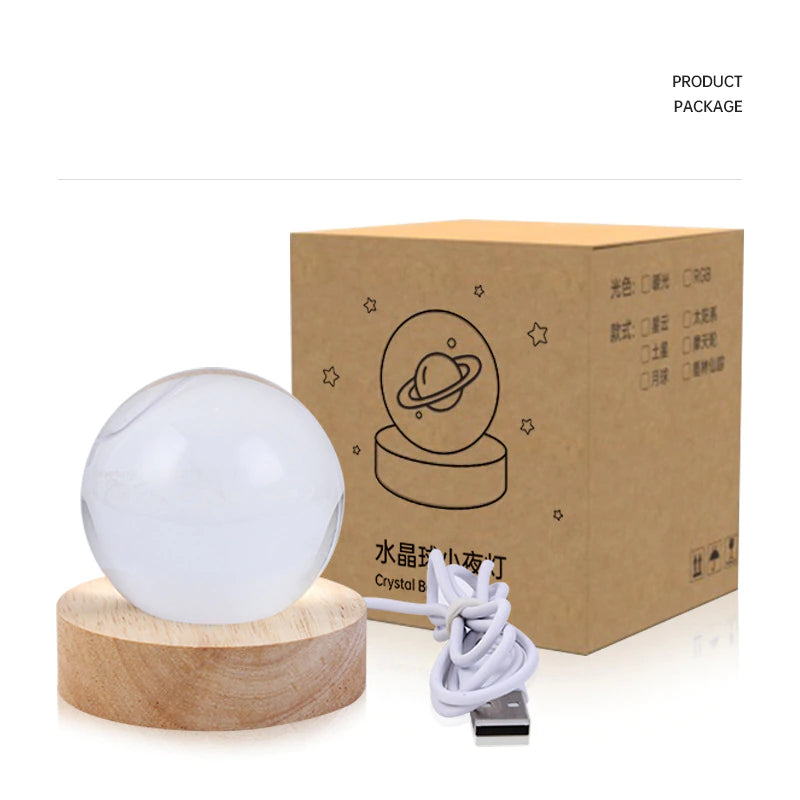 Glowing Planetary Galaxy Astronaut Crystal Ball Night Light