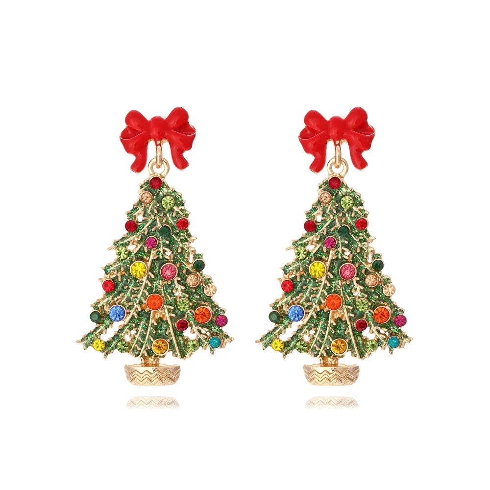 Christmas Snowman Earrings - Festive Bells Dangle Drop Earrings for Women