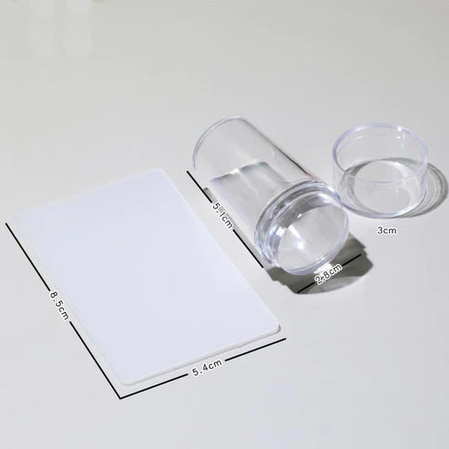 Transparent Nail Stamper - Clear Jelly Silicone Nail Art Stamping Tool Set