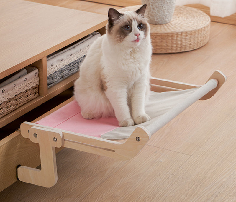 Cat Hanging Hammock Bed – Windowsill, Bedside & Chair Back Clip-On Cat Perch