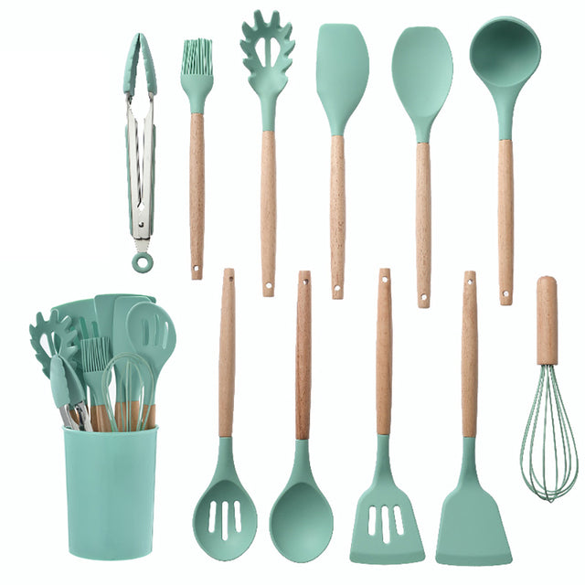 Silicone Cooking Utensils Set – Non-Stick Safe Kitchenware Tools for Home & Professional Cooking