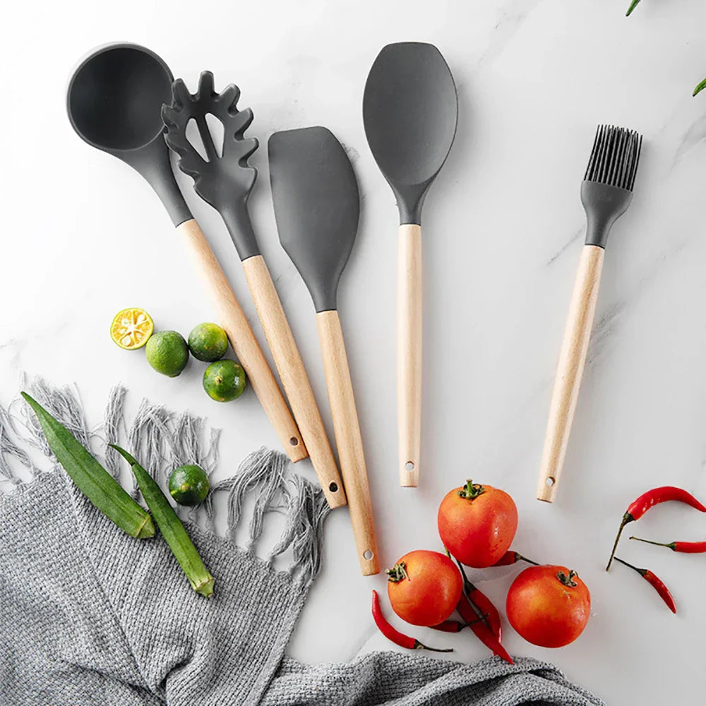 Silicone Cooking Utensils Set – Non-Stick Safe Kitchenware Tools for Home & Professional Cooking