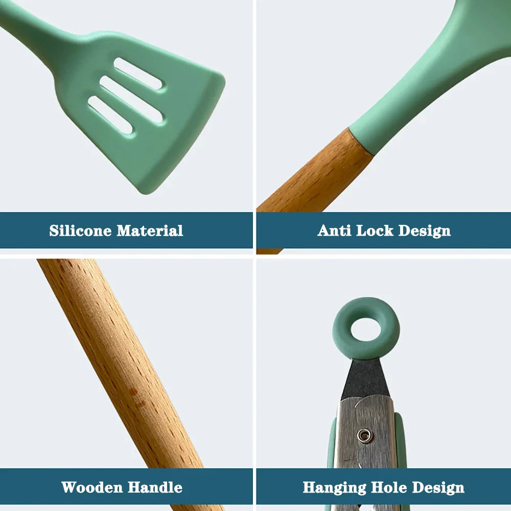 Silicone Cooking Utensils Set – Non-Stick Safe Kitchenware Tools for Home & Professional Cooking