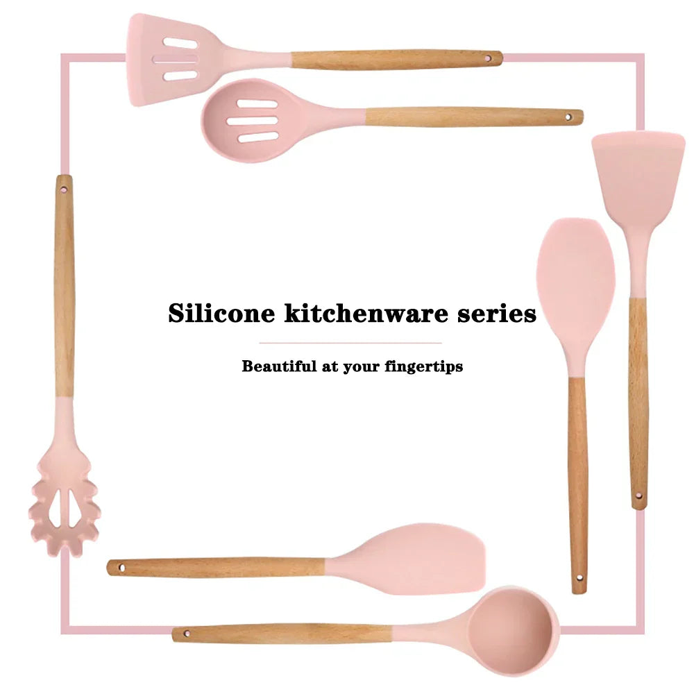 Silicone Cooking Utensils Set – Non-Stick Safe Kitchenware Tools for Home & Professional Cooking