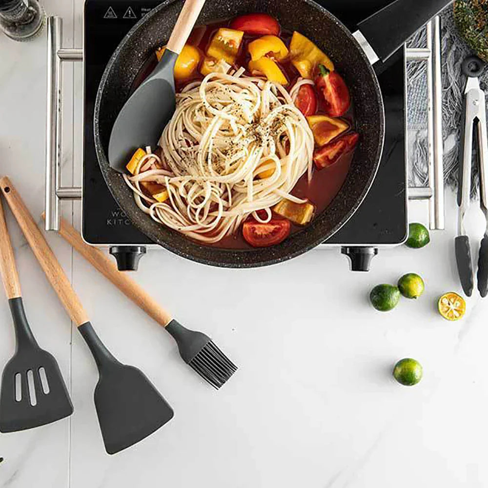 Silicone Cooking Utensils Set – Non-Stick Safe Kitchenware Tools for Home & Professional Cooking