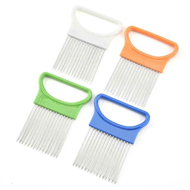 Stainless Steel Onion Holder Fork – Safe Hands-Free Vegetable & Fruit Slicer Cutting Aid