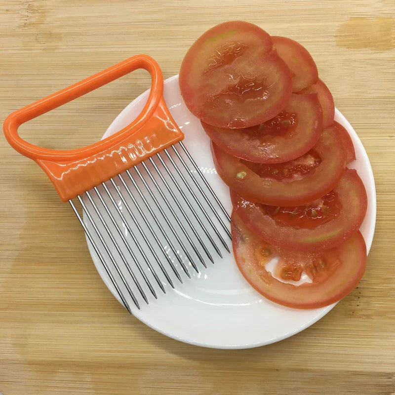 Stainless Steel Onion Holder Fork – Safe Hands-Free Vegetable & Fruit Slicer Cutting Aid