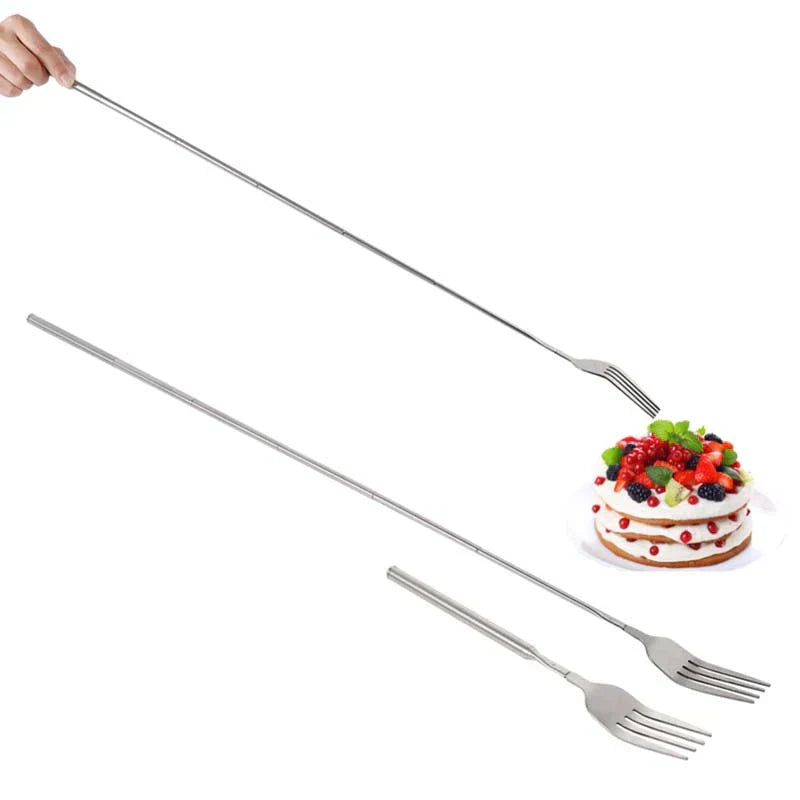 Telescopic Extendable Fork – Stainless Steel Long Handle Fork for BBQ, Dinner & Dessert