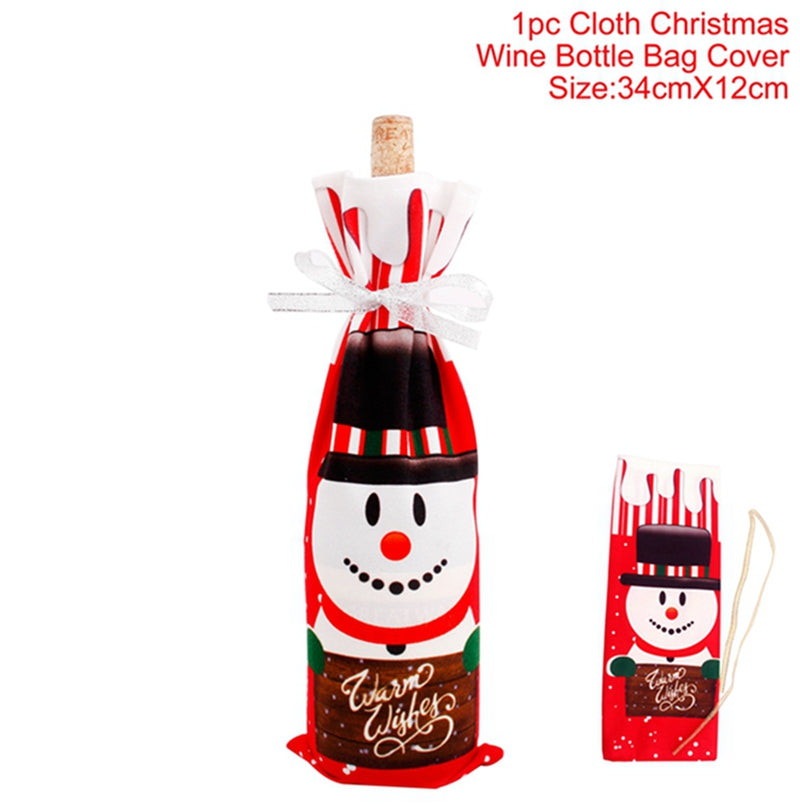 Christmas Wine Bottle Cover - Festive Holiday Table Decoration