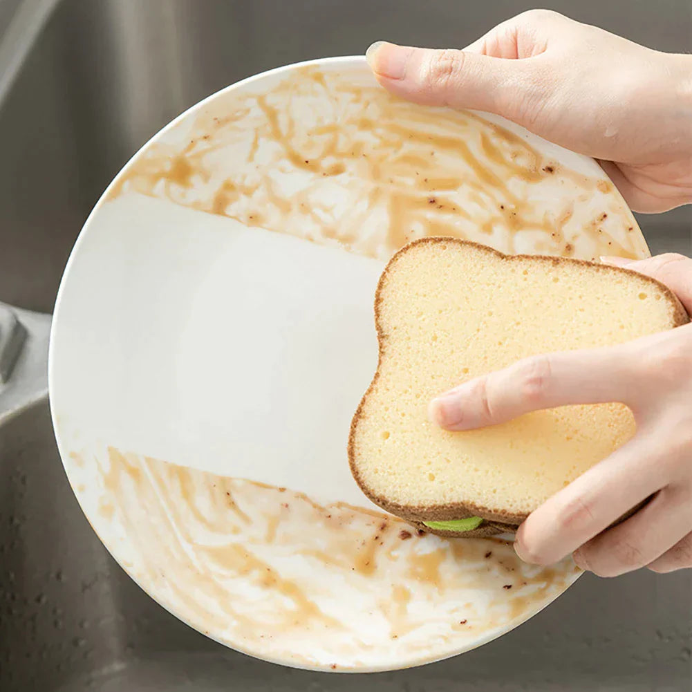 Toast Bread Shape Dish-Washing Sponge – Cute Novelty Kitchen Scrubber