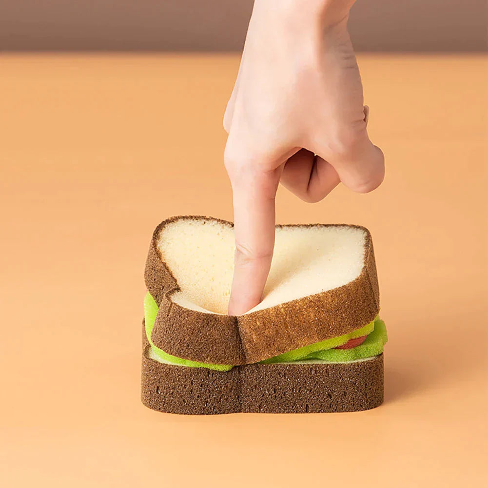 Toast Bread Shape Dish-Washing Sponge – Cute Novelty Kitchen Scrubber