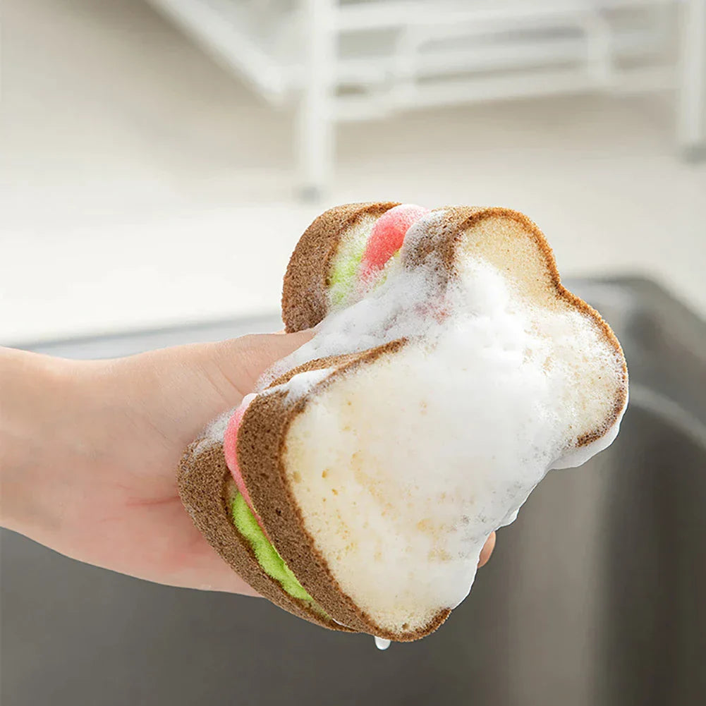 Toast Bread Shape Dish-Washing Sponge – Cute Novelty Kitchen Scrubber