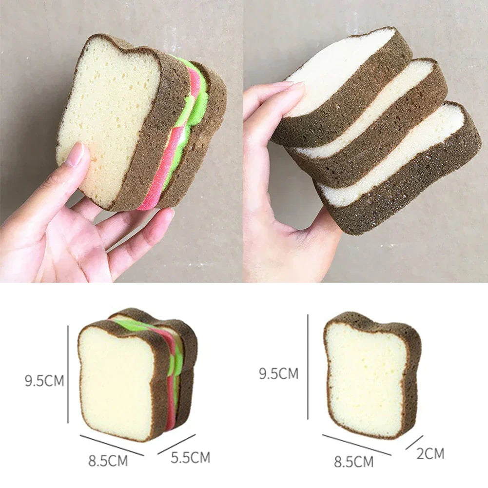 Toast Bread Shape Dish-Washing Sponge – Cute Novelty Kitchen Scrubber